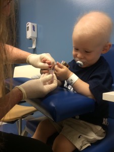 So brave! Doing his blood draw by himself
